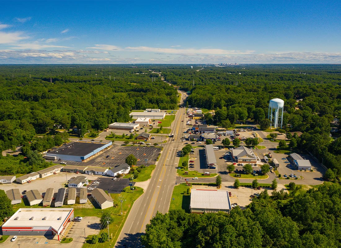 Chester, VA - Aerial View of Chester, VA With Lush Trees and Buildings